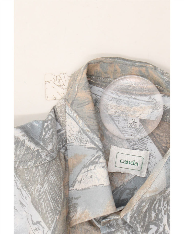 CANDA Mens Abstract Pattern Shirt Size 39/40 Medium Grey Viscose Vintage Canda and Second-Hand Canda from Messina Hembry 