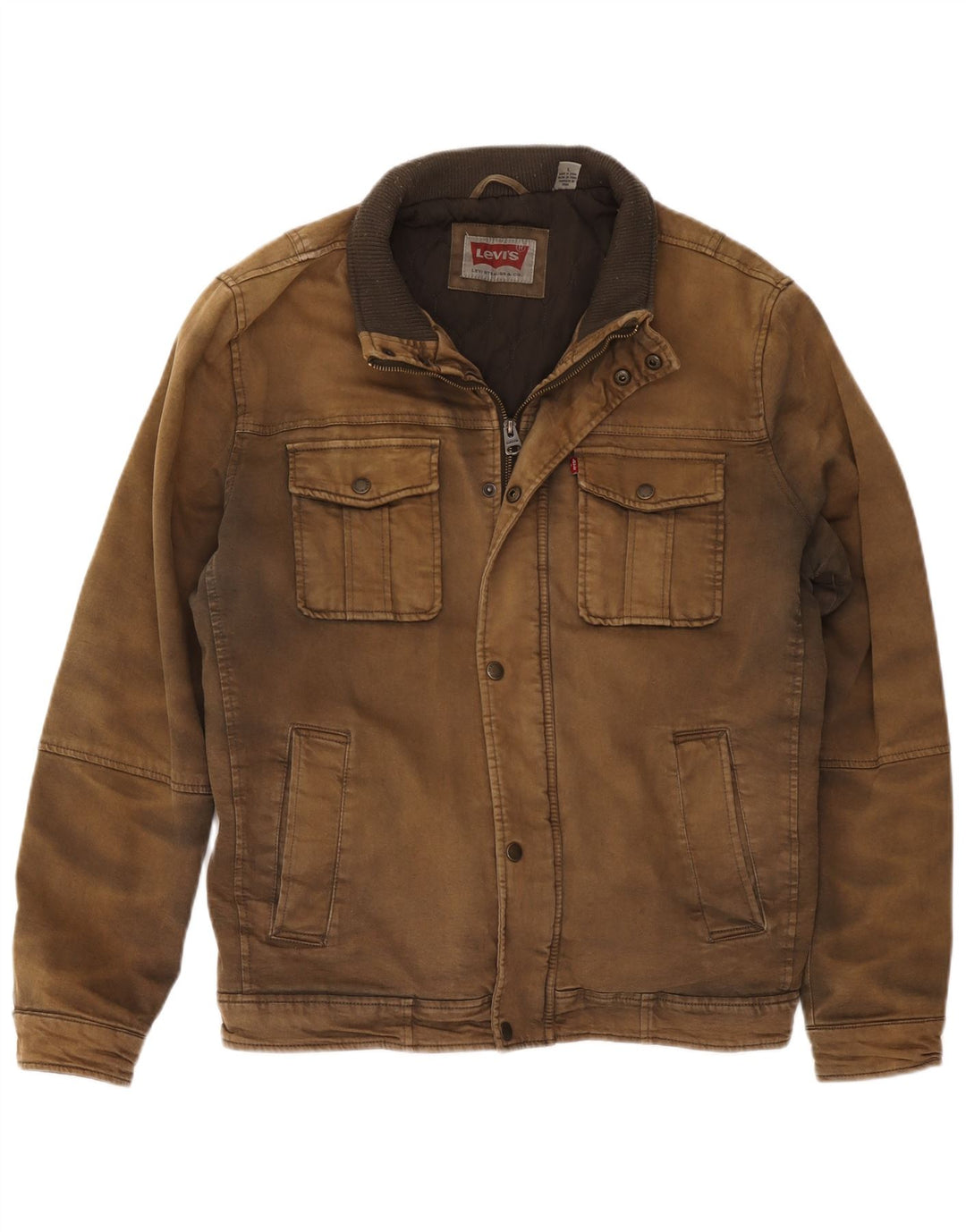 Levi's Herre Windbreaker Jacket UK 40 Stor Brun Bomuld