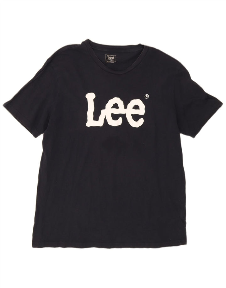 Lee Herre grafisk T-shirt Top Stor marineblå bomuld