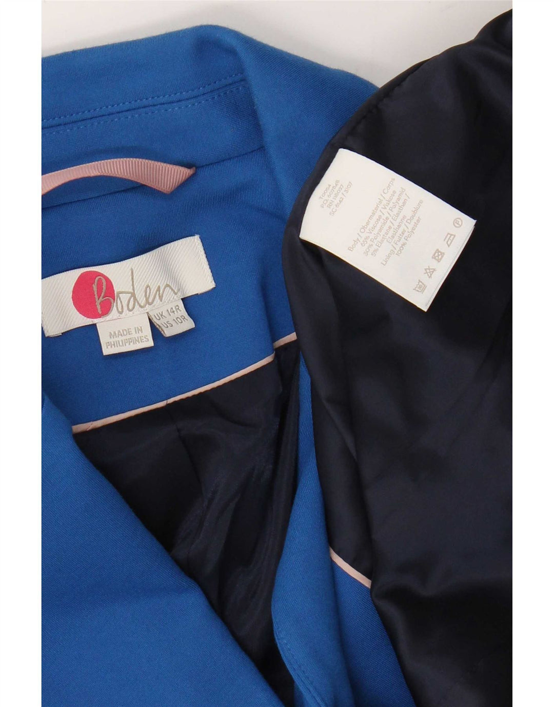 Boden Dame 2 Button Blazer Jacket UK 14 Medium Blue Viscose