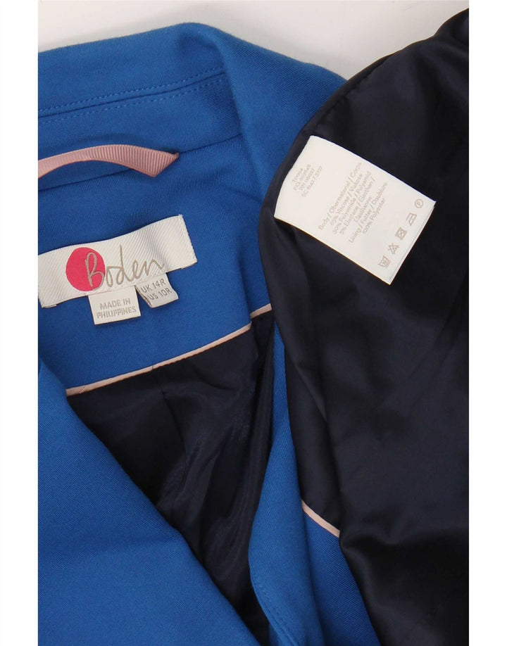 Boden Dame 2 Button Blazer Jacket UK 14 Medium Blue Viscose
