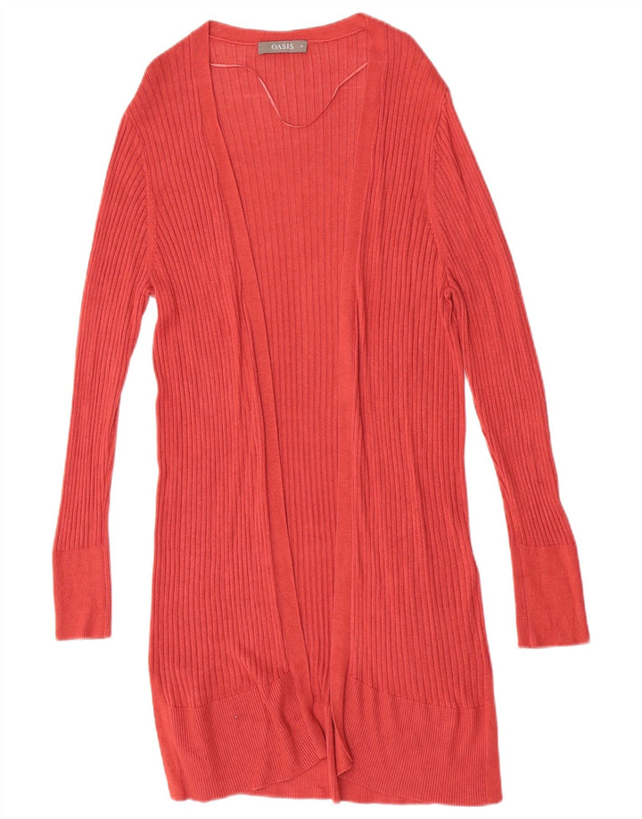 Oasis Womens Longline Open Cardigan Sweater UK 12 Medium Red Viscose