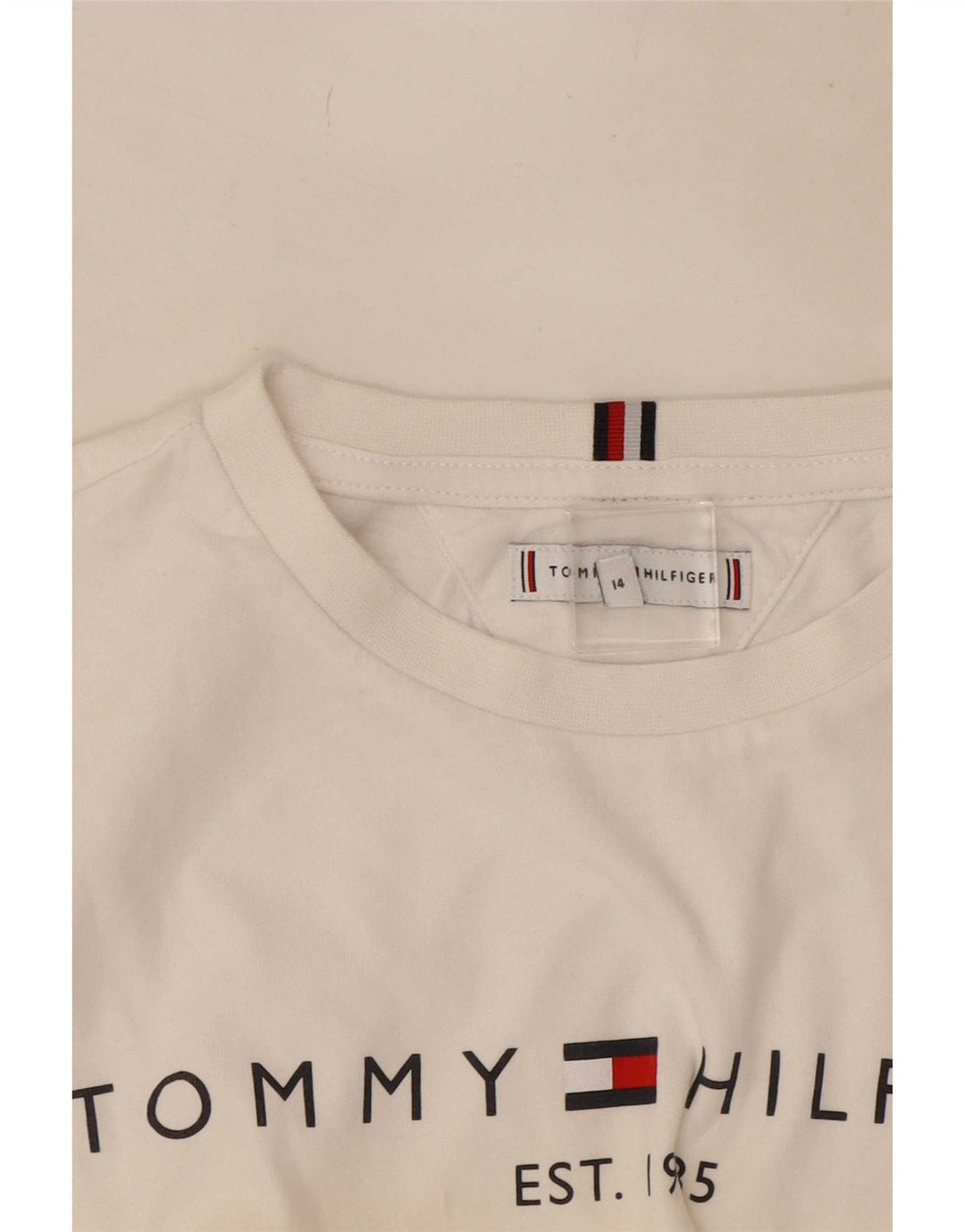 Tommy Hilfiger Boys Grafisk Top Langærmet 13-14 År Hvid