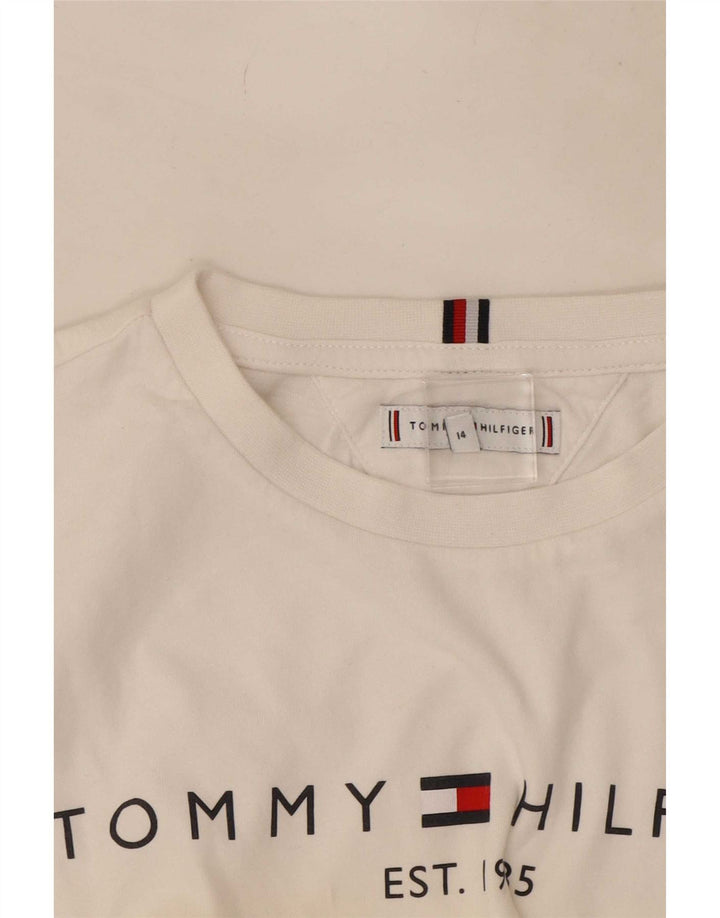 Tommy Hilfiger Boys Grafisk Top Langærmet 13-14 År Hvid
