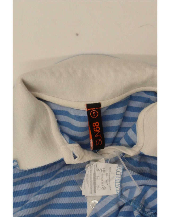 Sun68 Dame poloshirt UK 8 Lille blå stribet bomuld