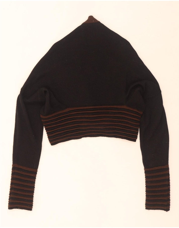 Vintage Dame Crop Cardigan Sweater IT 44 Medium Sort Stribet