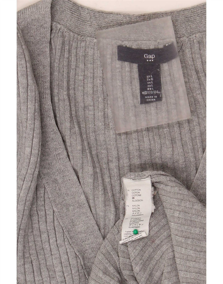 Gap Dame Cardigan Sweater UK 14 Large Grå Bomuld Classic