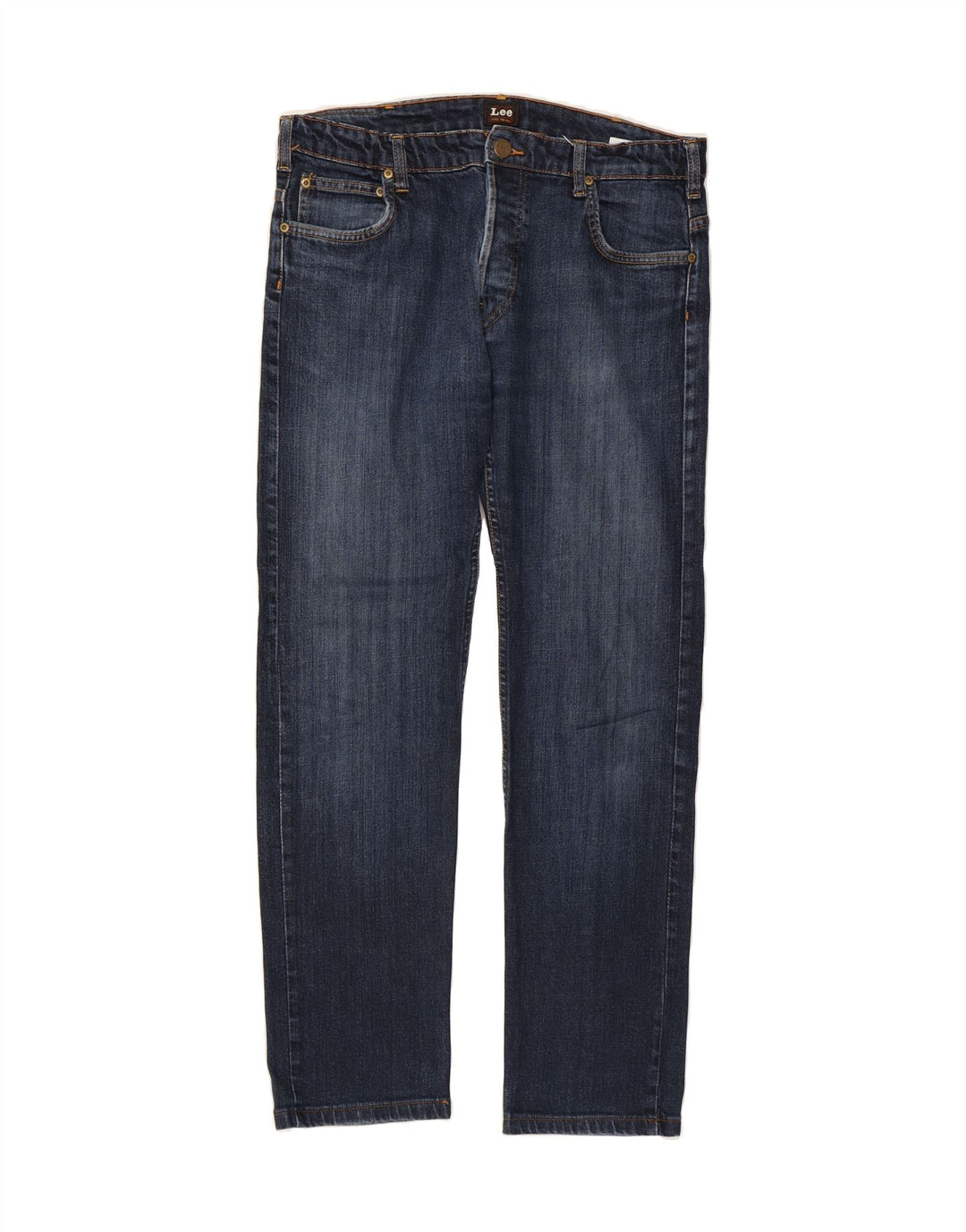 LEE Dame Powell Straight Jeans W34 L30 Marineblå Bomuld