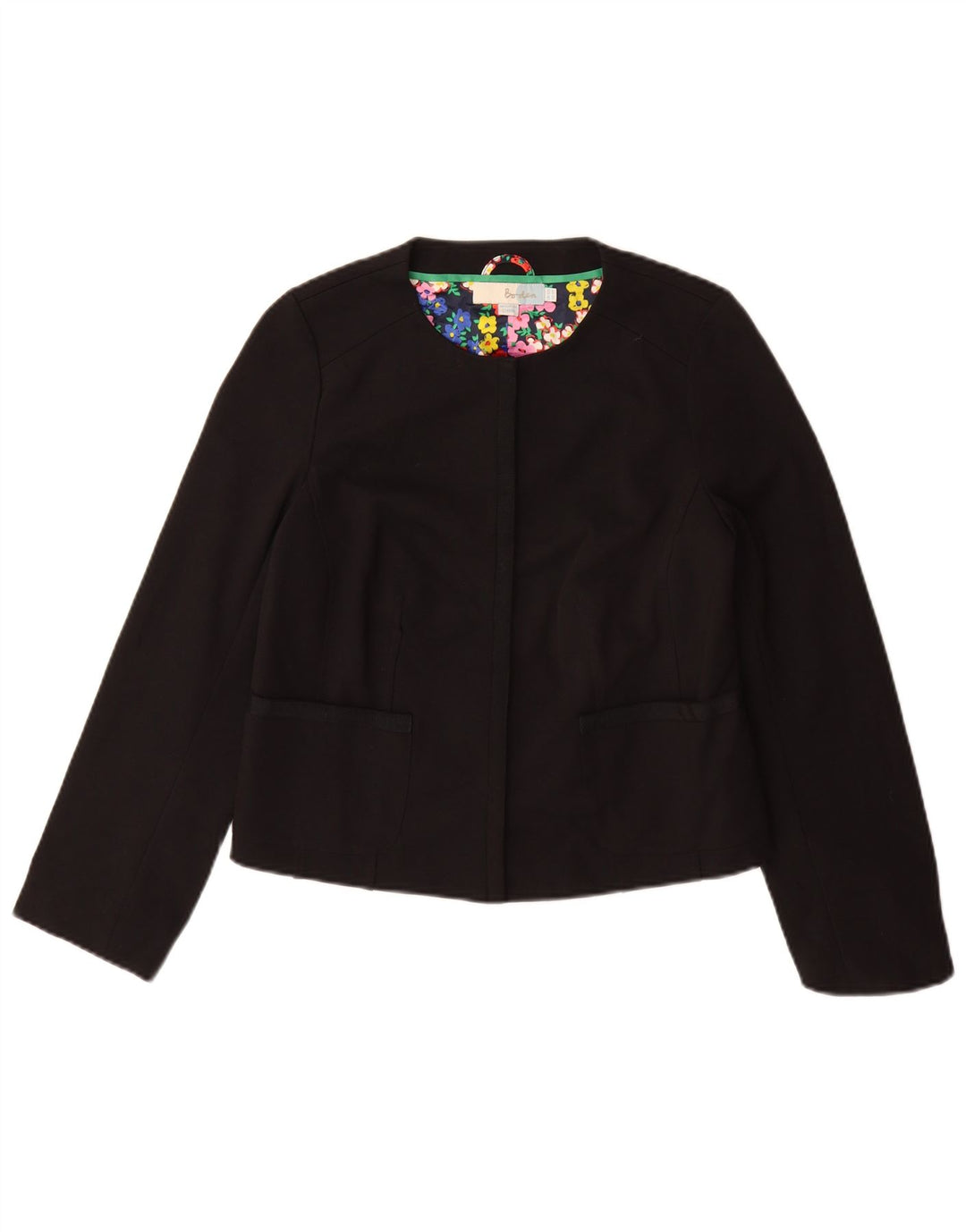 BODEN Dame Blazer Jacket UK 10 Small Black Bomuld