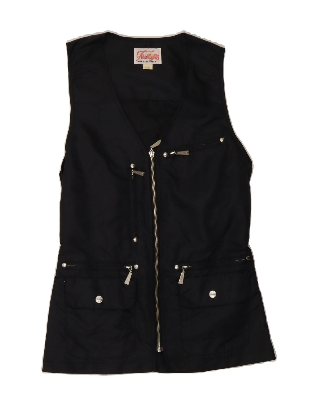 VINTAGE Womens Utility Gilet UK 6/8 Small Black Polyamide Vintage Vintage and Second-Hand Vintage from Messina Hembry 