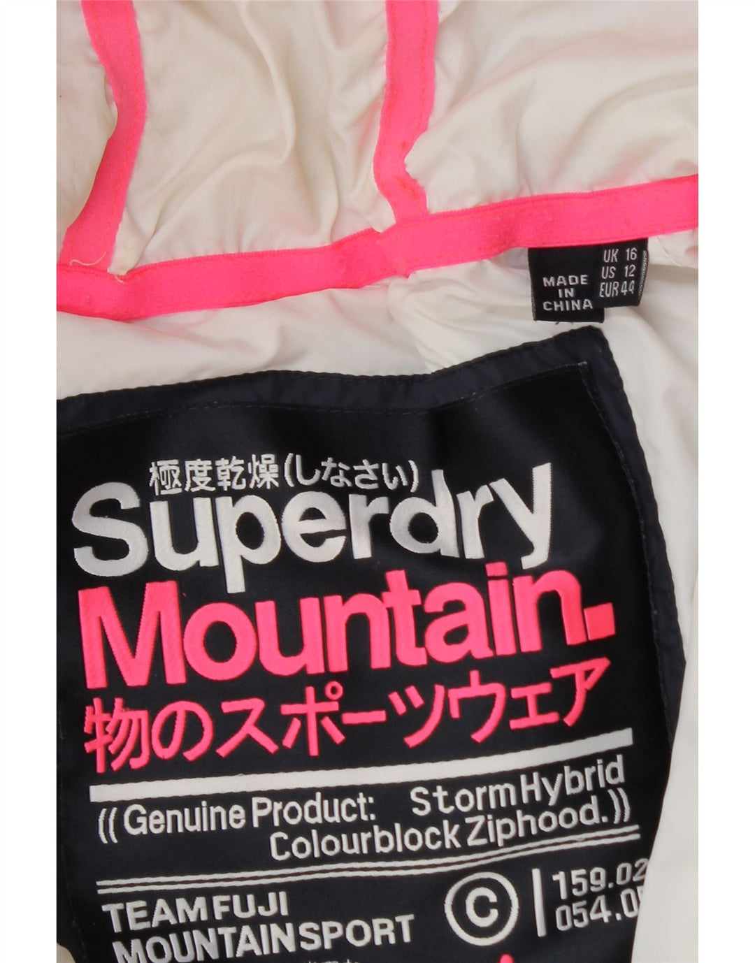 Superdry Polstret hættejakke til kvinder UK 16 Stor marineblå farveblok