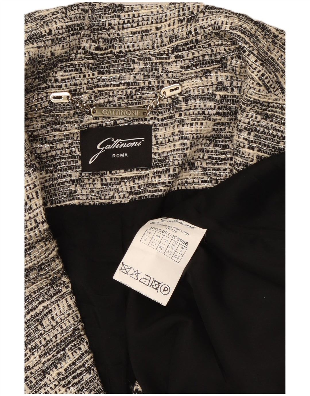 GATTINONI Womens Overcoat UK 12 Medium Navy Blue Floral Cotton