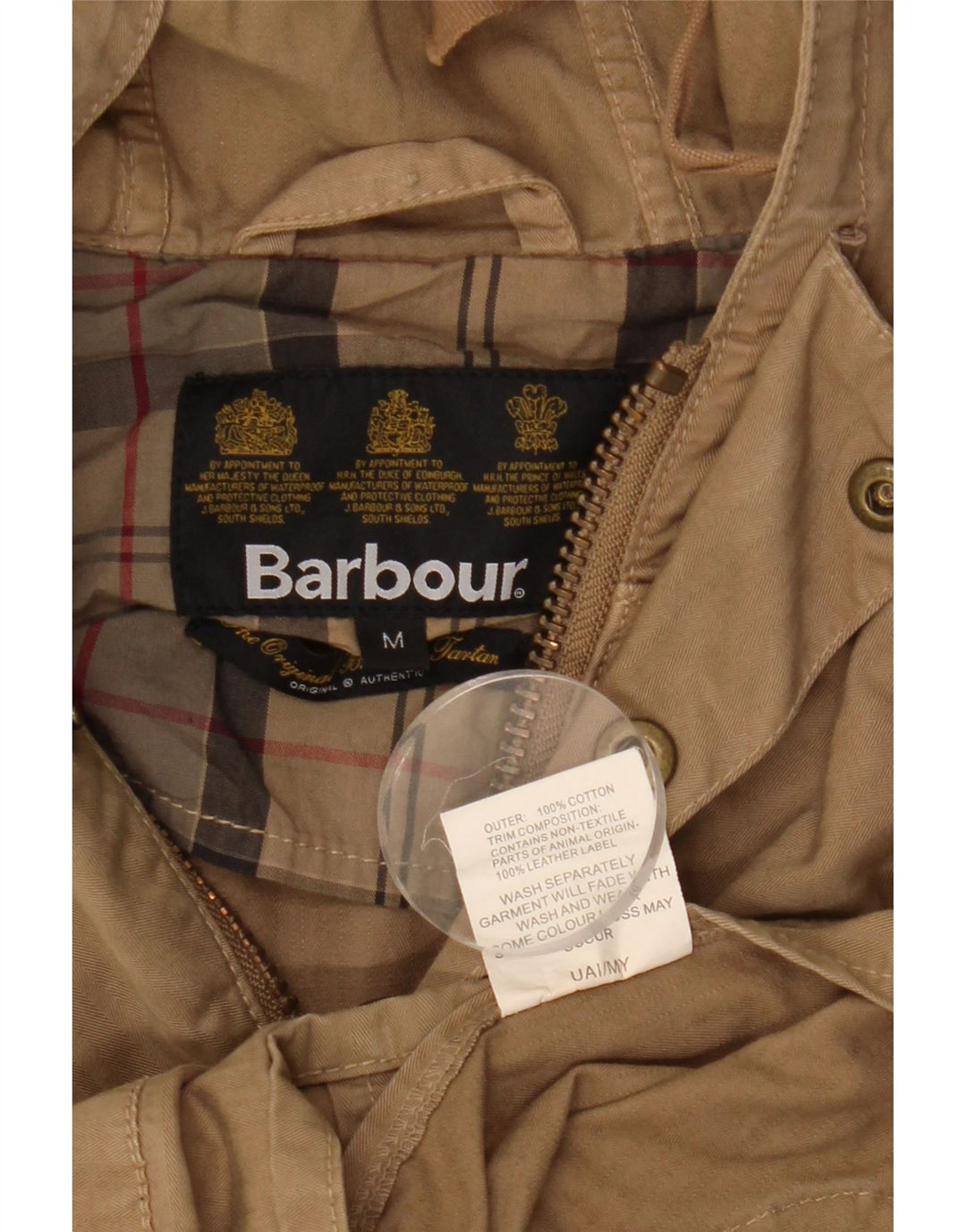 Barbour Herre Hooded Parka Jacket UK 38 Medium Beige Bomuld