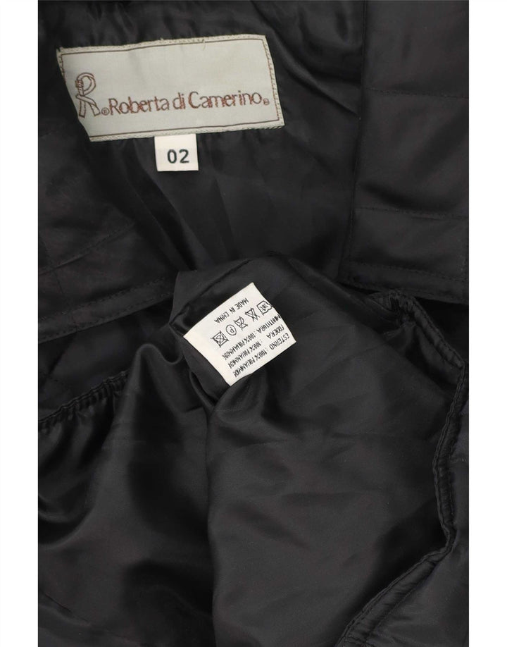 Roberta di Camerino Dame Oversized Quiltet Overfrakke UK 18 XL Sort