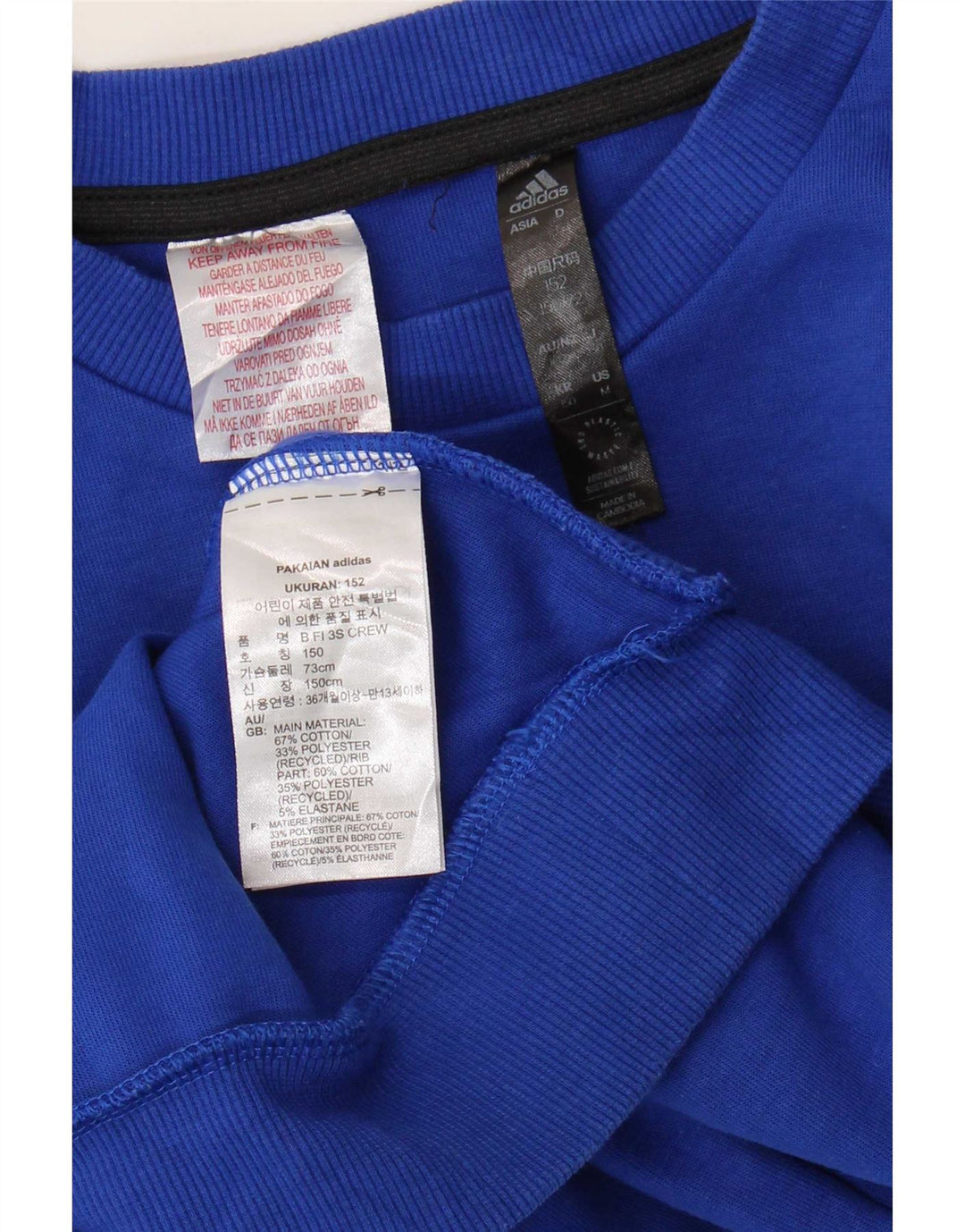 Adidas Boys Sweatshirt Jumper 11-12 år Blå Bomuld