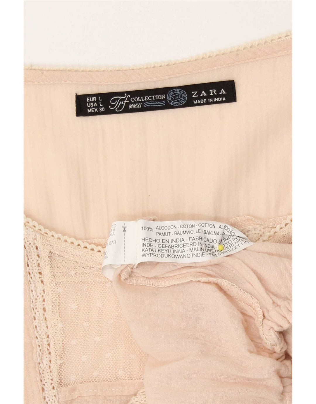 Zara skjortebluse til kvinder UK 16 Large Pink Bomuld