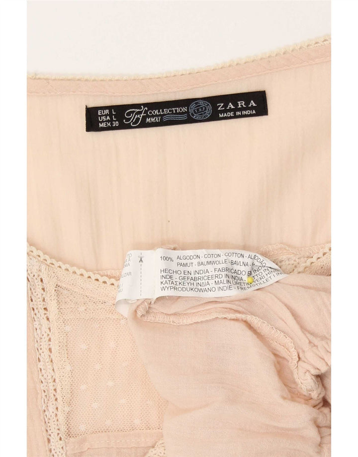 Zara skjortebluse til kvinder UK 16 Large Pink Bomuld