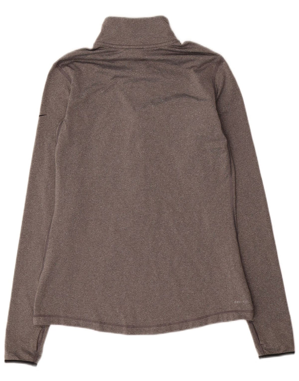 Nike Dame Dri Fit Pullover med lynlås-hals Træningsdragt Top UK 14 Stor Grå