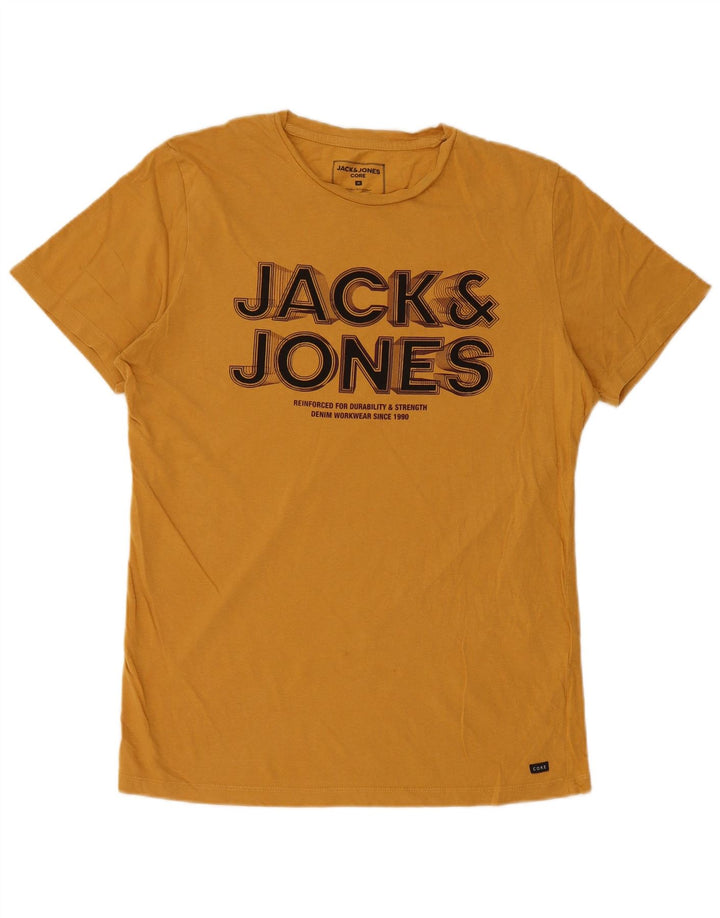 Jack & Jones Herre grafisk T-shirt Top Medium Gul Bomuld