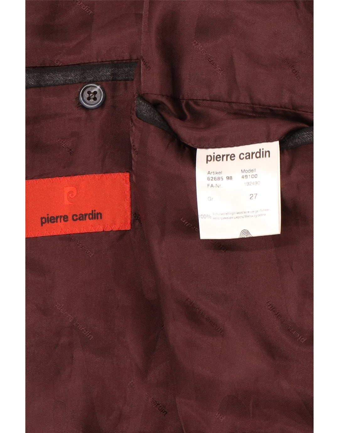 Pierre Cardin Herre 2-knaps blazerjakke UK 40 Stor grå nålestribet uld