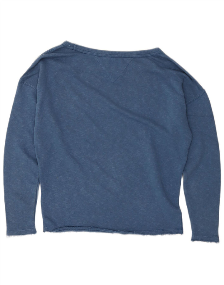 Tommy Hilfiger Dame Grafisk Oversized Sweatshirt Jumper UK 6 XS Blå