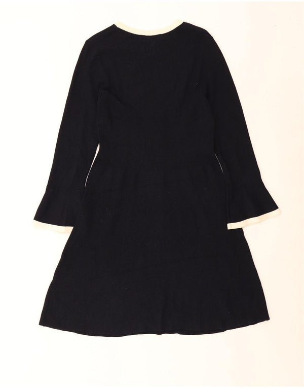 Hobbs Dame Jumper Dress UK 12 Medium Navy Blue Rayon