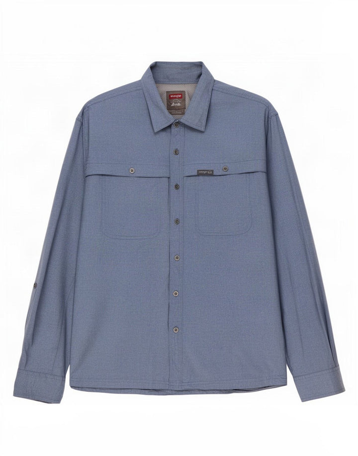 Wrangler herre Regular Fit skjorte XL blå polyester
