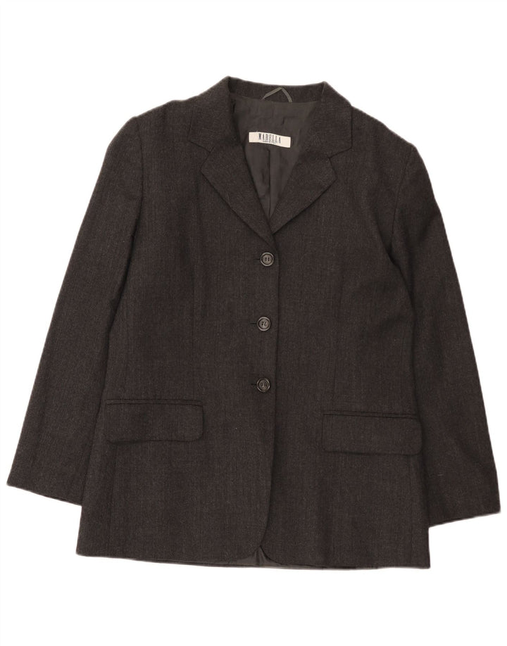 MARELLA Dame 3-knaps blazerjakke UK 14 Medium Grey Uld