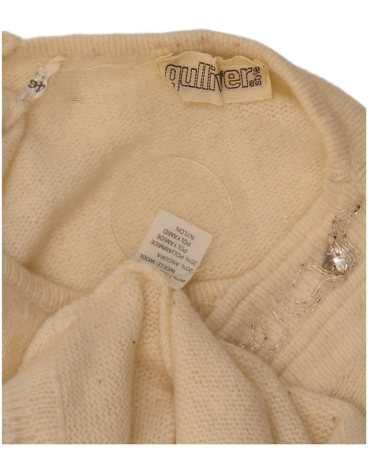 Vintage Dame Boat Neck Jumper Sweater IT 46 Large Off White Uld