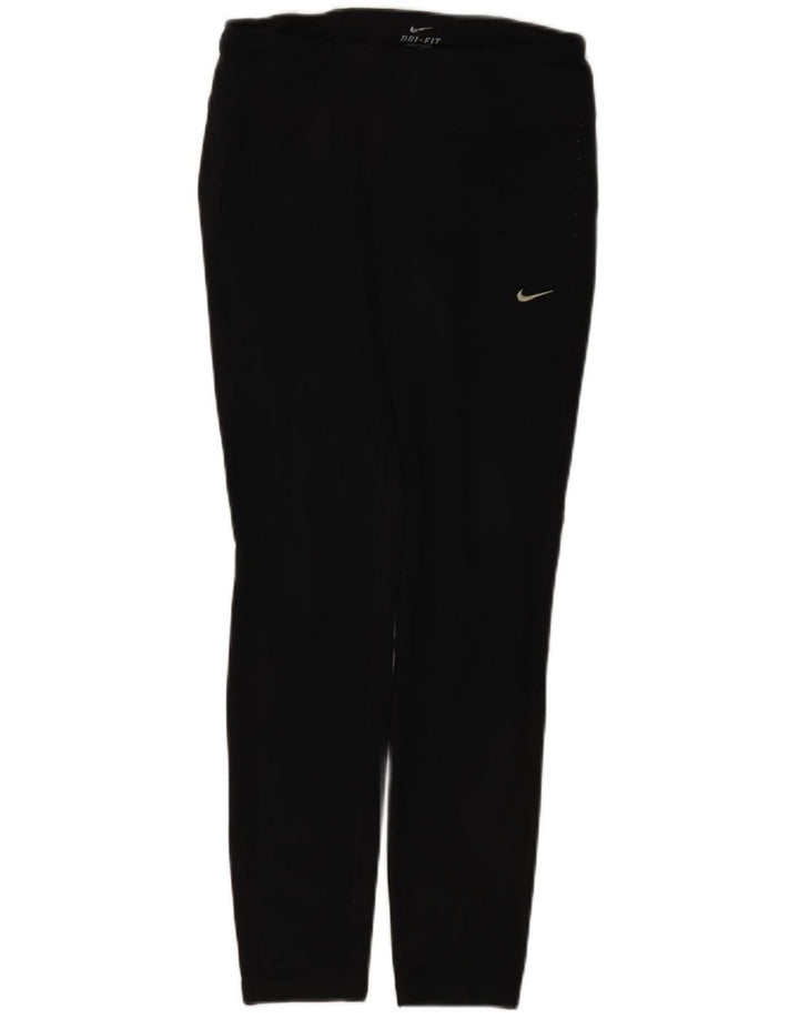 Nike Dame Dri Fit Leggings UK 12 Medium Sort Polyester