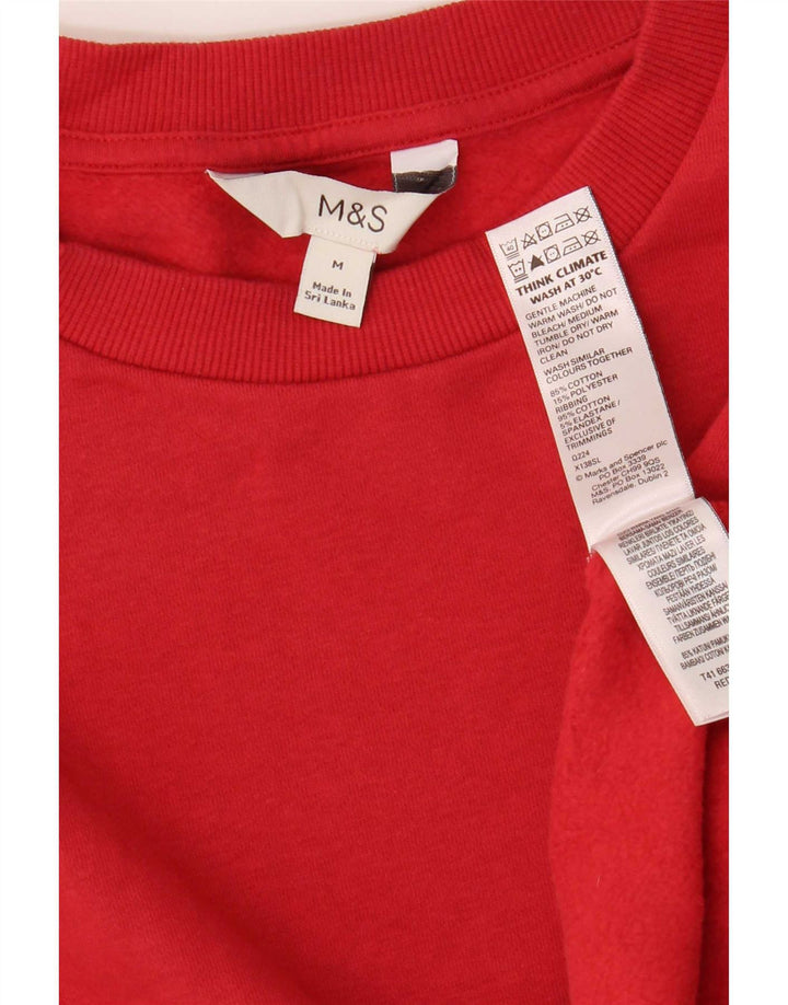 Marks & Spencer Dame Sweatshirt Jumper UK 14 Medium Rød Bomuld