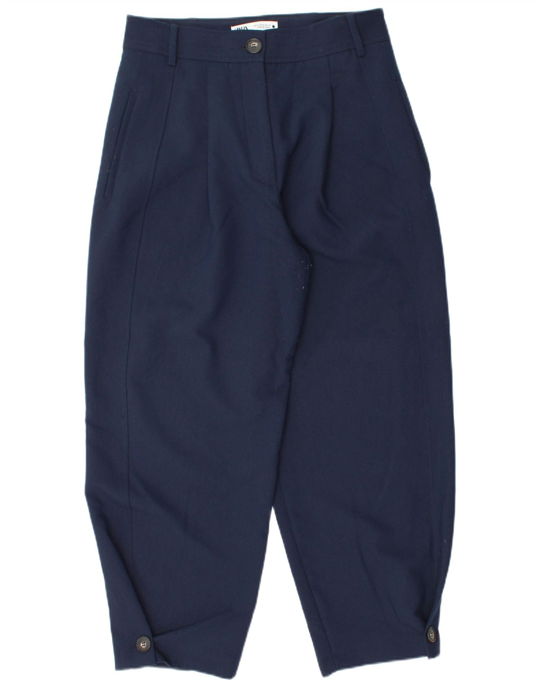 Zara Dame Pegged Chino Bukser Medium W28 L26 Navy Blue Polyester