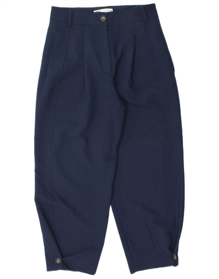 Zara Dame Pegged Chino Bukser Medium W28 L26 Navy Blue Polyester