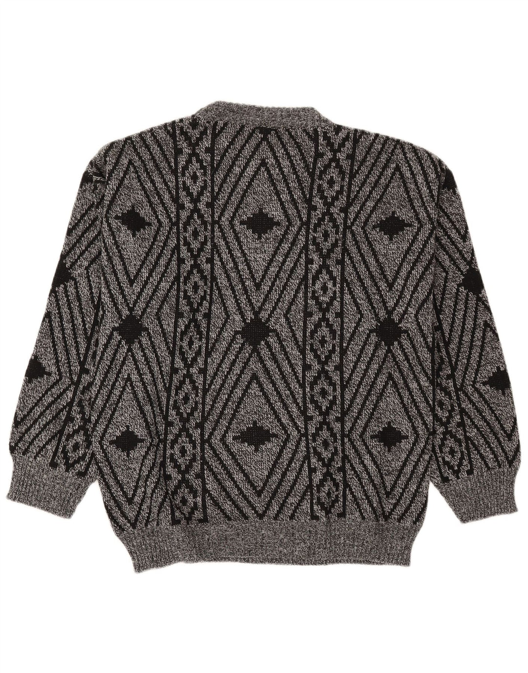 VINTAGE Mens Crew Neck Jumper Sweater IT 50 Medium Grey Geometric