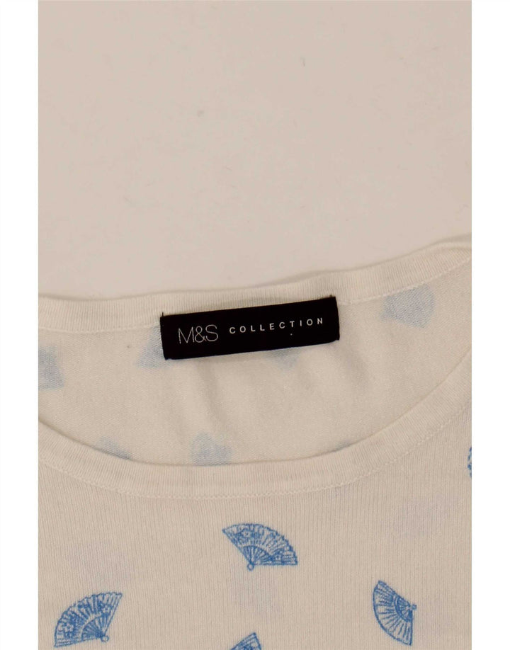 Marks & Spencer Dame Abstrakt mønster Boat Neck Jumper Sweater UK 12 Medi