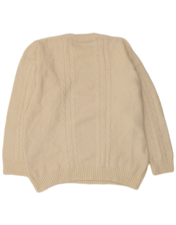 Vintage herre rund hals sweater stor beige