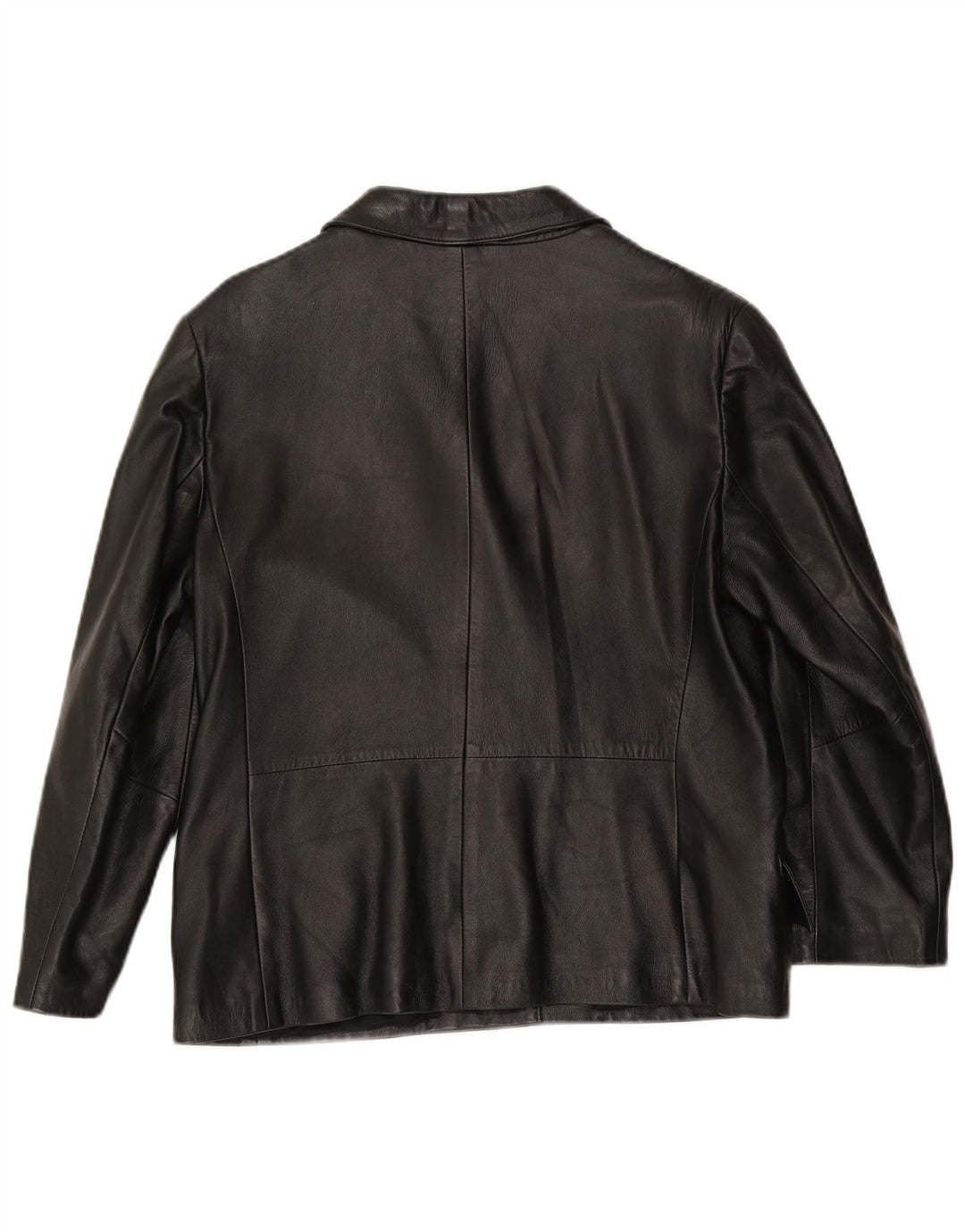 Vintage dame 3-knaps læder blazerjakke IT 48 XL sort læder