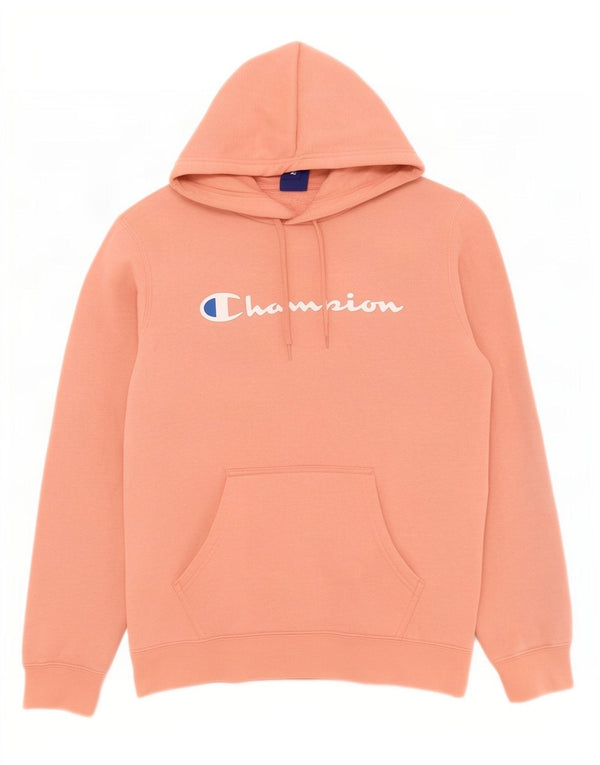 Champion Dame Grafisk Hoodie Jumper UK 14 Medium Pink Bomuld