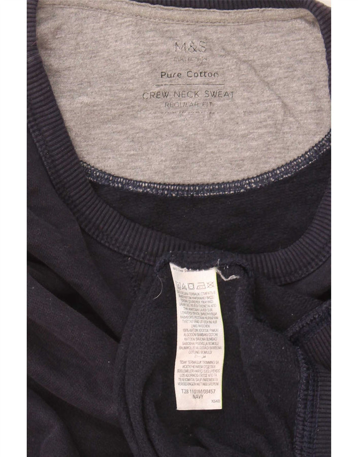 Marks & Spencer Herre Regular Fit Sweatshirt Jumper Stor marineblå bomuld