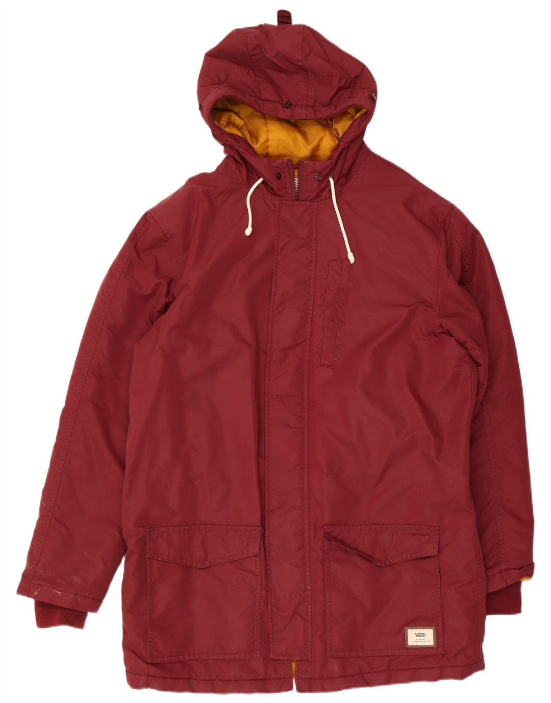 Vans Herre Hooded Parka Jacket UK 38 Medium Burgundy Nylon