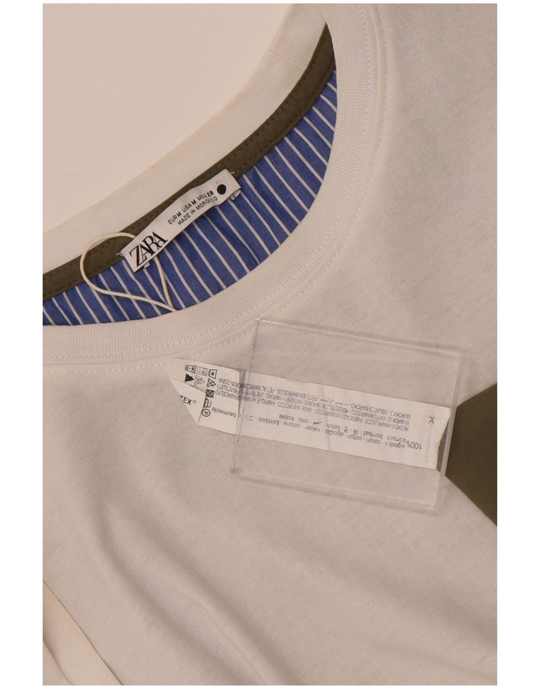 Zara Dame Oversized Bluse Top UK 14 Medium White Colourblock Bomuld