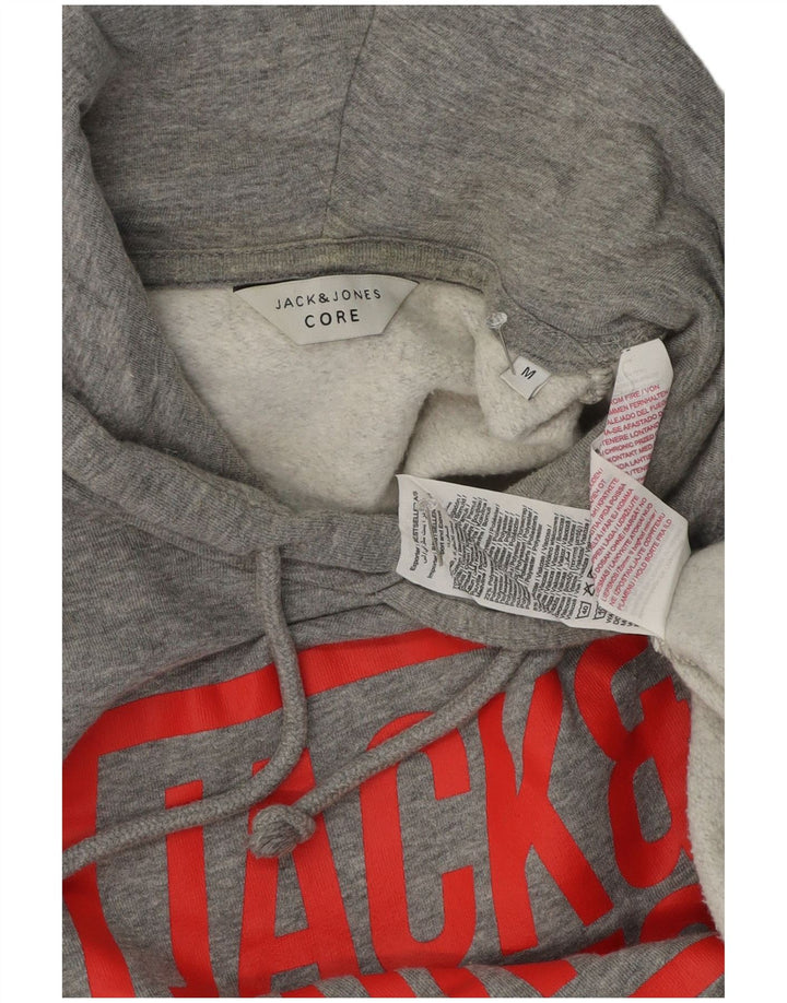 Jack & Jones Grafisk hættetrøje til mænd mellemgrå flækket bomuld