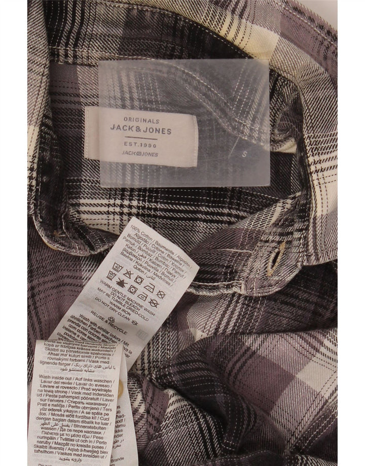 Jack & Jones herre flannelskjorte lille grå ternet bomuld