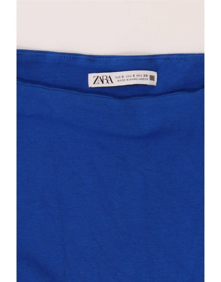 Zara Womens Off Shoulder Bodysuit UK 8 Small Blue Cotton