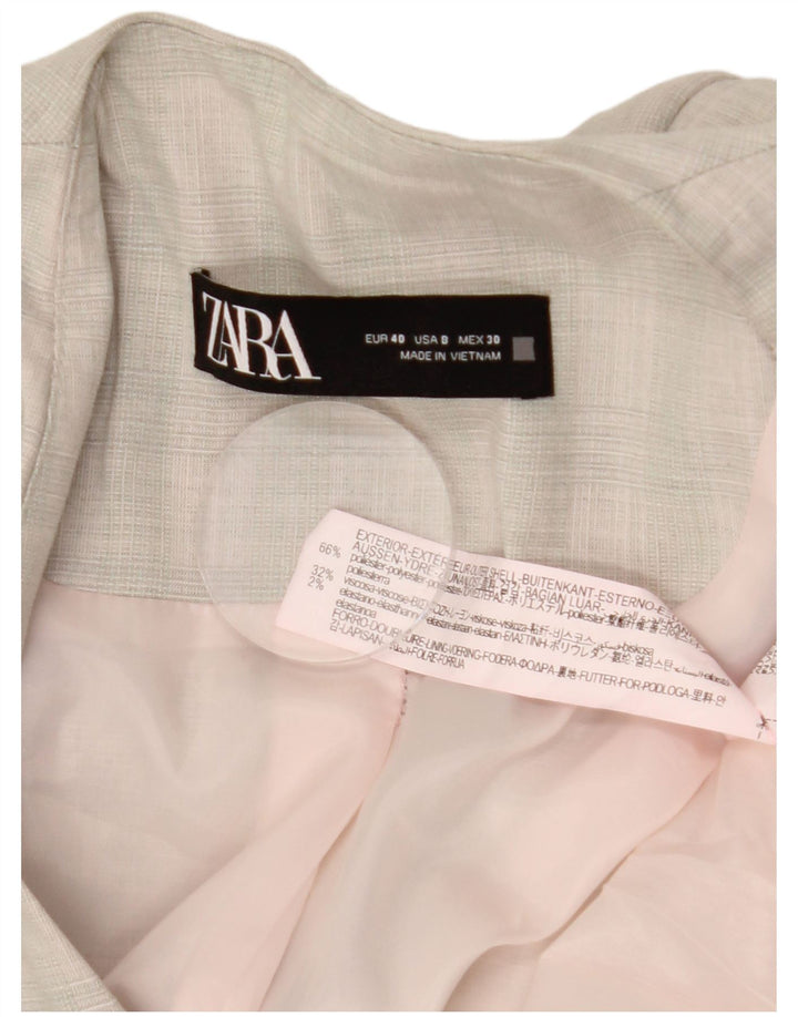 ZARA blazerjakke med 1 knap til kvinder EU 40 mellemgrå ternet polyester