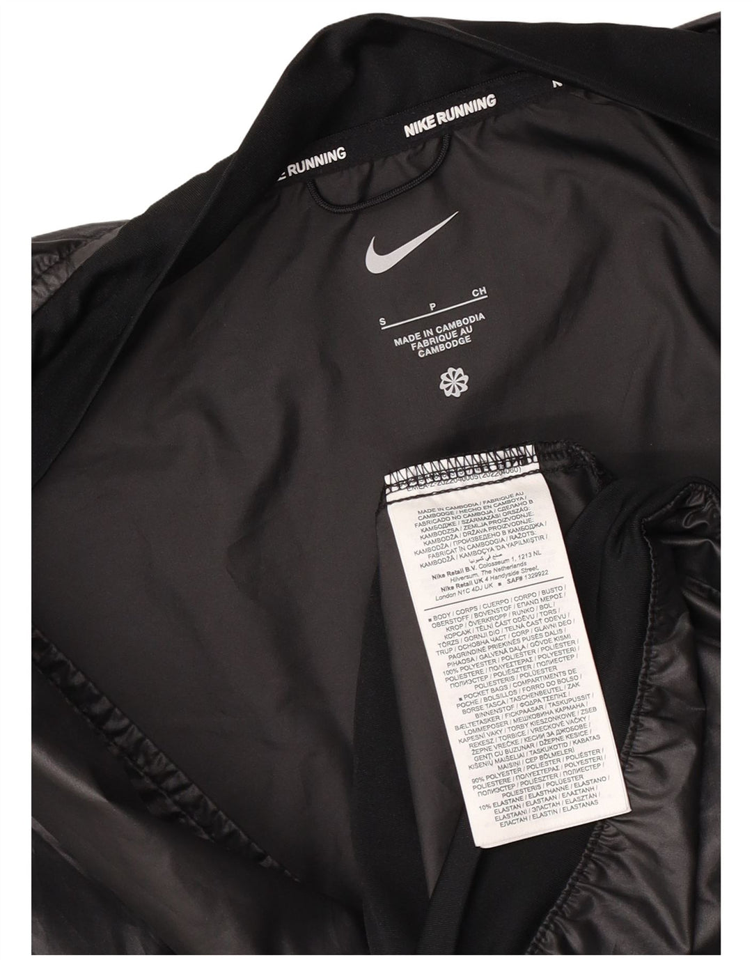 Nike Dame Running Graphic regnjakke UK 10 Small Black Colourblock