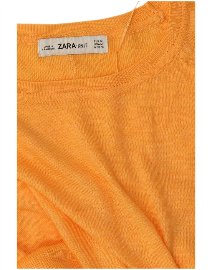 Zara Dame Boat Neck Jumper Sweater UK 14 Medium Orange