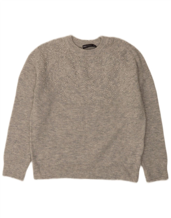 Marks & Spencer Dame sweater med rund hals DK 14 Medium Grå Flecked