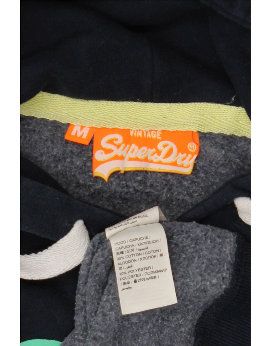 SUPERDRY Grafisk hættetrøje til kvinder UK 14 Mellem marineblå bomuld