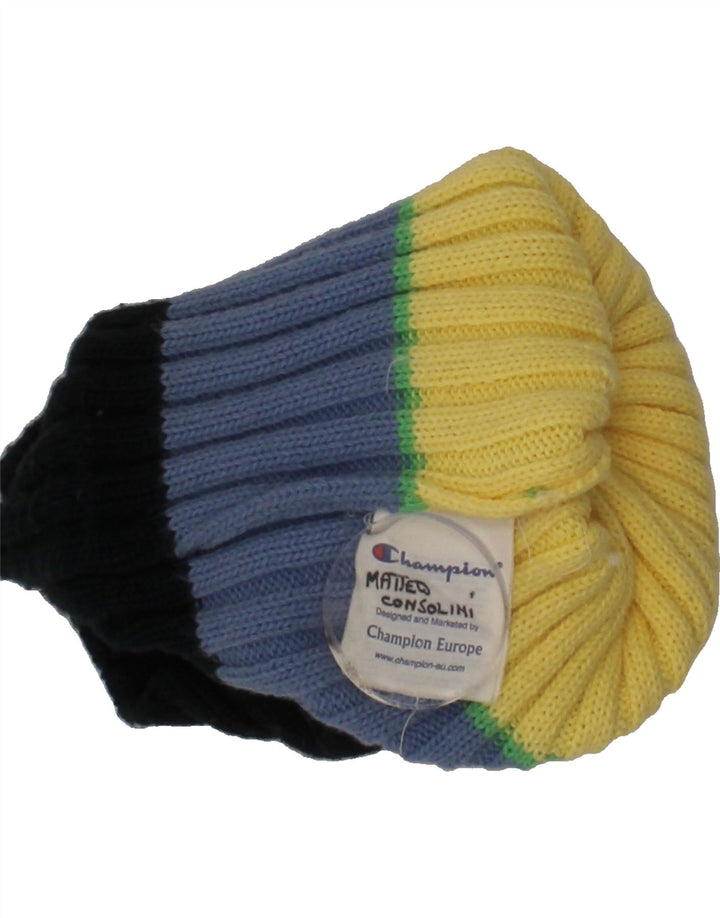 CHAMPION Womens Knit Bobble Hat One Size Multicoloured Colourblock Winter Vintage Champion and Second-Hand Champion from Messina Hembry 